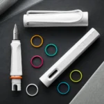 Писалка Lamy - Safari White Special Edition, M перо, в комплект с 6 разноцветни пръстенa - Image 3
