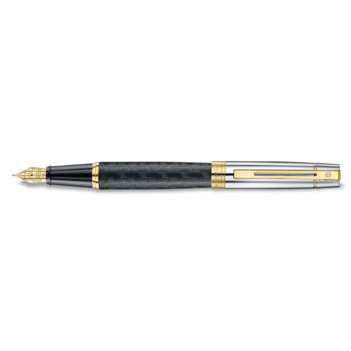 Писалка Sheaffer 300 - Engraved Matt Black Barrel and Shine Chrome Cap, размер М - Image 2