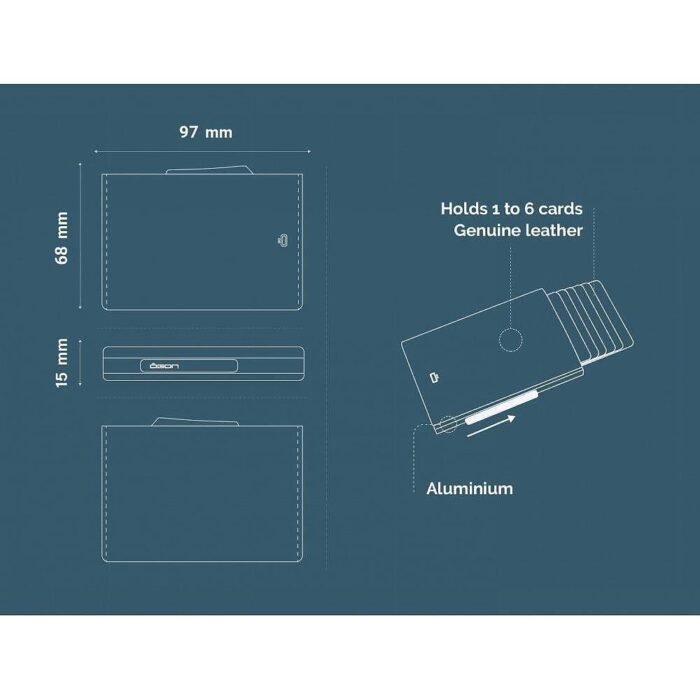 Портфейл OGON Cascade Slim Leather, Navy Blue - Image 5