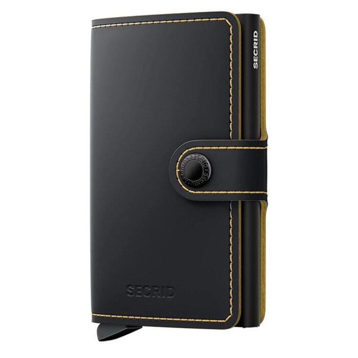 Портфейл SECRID - Mini Matte Black & Ochre, естествена кожа, с RFID защита - Image 2