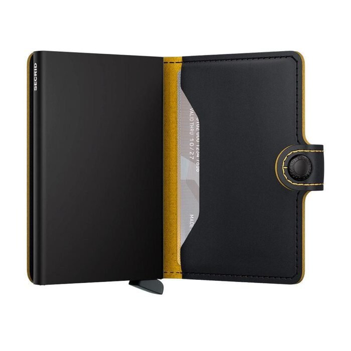 Портфейл SECRID - Mini Matte Black & Ochre, естествена кожа, с RFID защита - Image 5