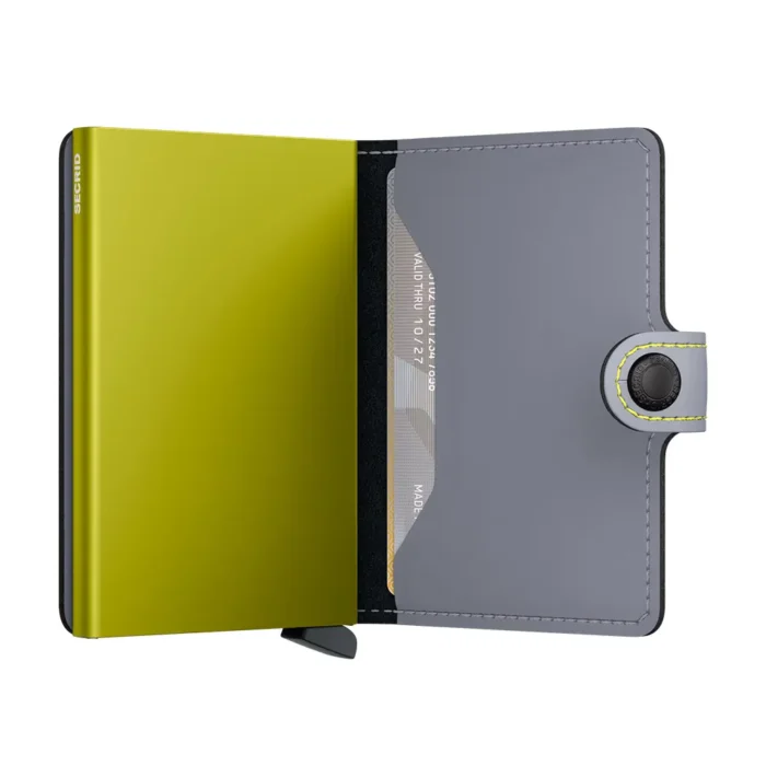 Портфейл SECRID - Mini Matte Grey & Lime, с RFID защита - Image 3