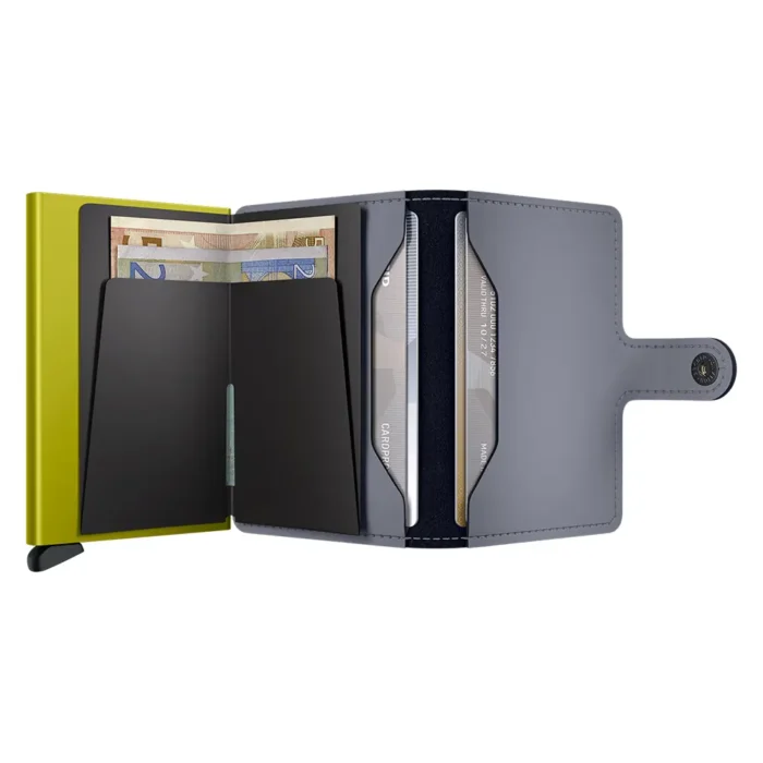 Портфейл SECRID - Mini Matte Grey & Lime, с RFID защита - Image 4