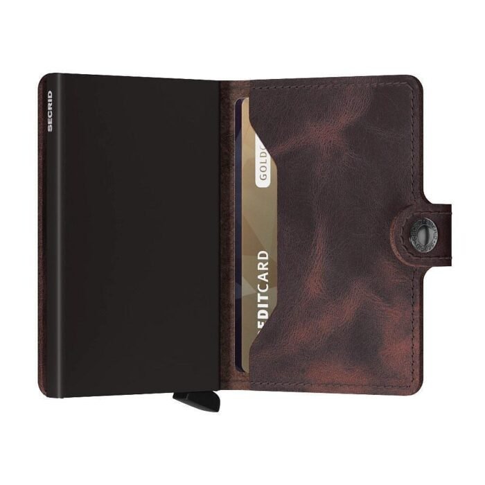 Портфейл SECRID - Mini Vintage Chocolate, естествена кожа, с RFID защита - Image 4