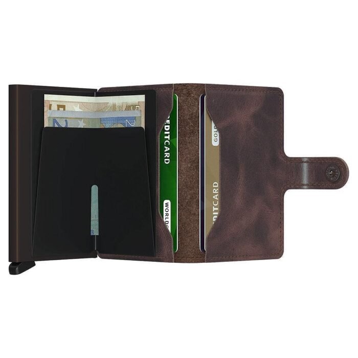 Портфейл SECRID - Mini Vintage Chocolate, естествена кожа, с RFID защита - Image 5