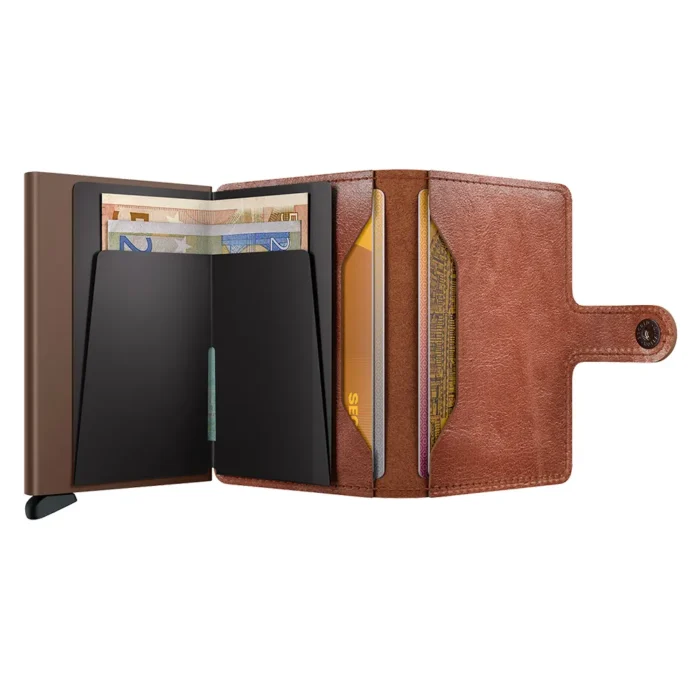 Портфейл SECRID - Mini Vintage Cognac Brown, естествена кожа, с RFID защита - Image 3
