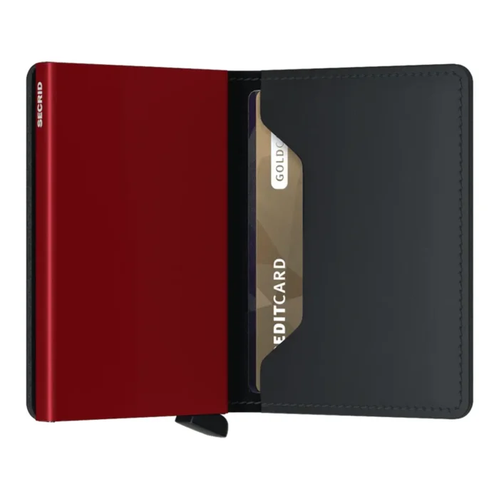 Портфейл SECRID - Slim Matte Black & Red, с RFID защита - Image 2