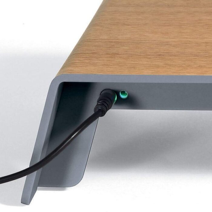Поставка за монитор Sigel - Smartstyle, акрилна, 2x USB порта, с дървена текстура - Image 3