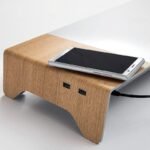 Поставка за монитор Sigel - Smartstyle, акрилна, 2x USB порта, с дървена текстура - Image 5
