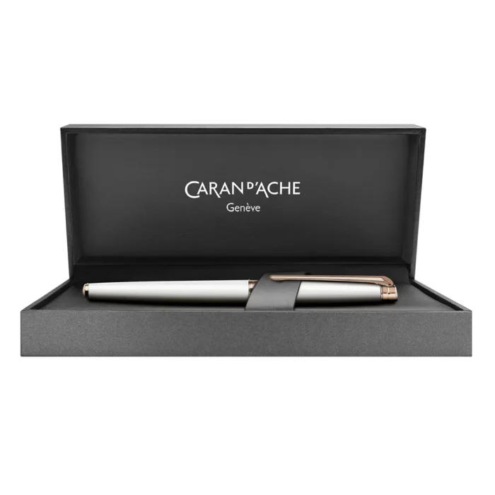 Ролер Caran d'Ache - Leman Slim White Rose Gold - Image 3