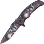 Сгъваем джобен нож Haller - Nightmare IV, 9.5см острие, с щипка, черен с щампа