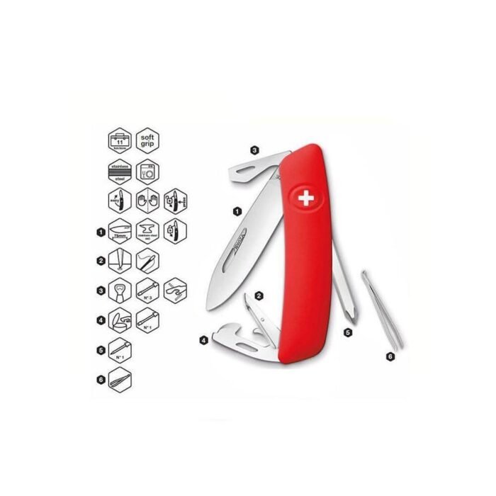 Швейцарско ножче SWIZA - D04, 7.5см острие, 11x функции, червено - Image 3