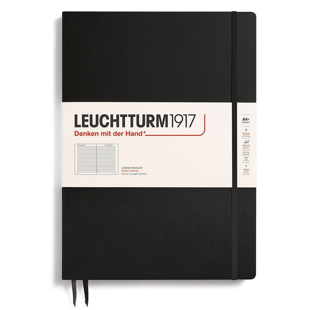tefter-a4-leuchtturm1917-notebook-master-slim-black-tvarda-korica-na-redove-675991c0444f9 Тефтер А4+ Leuchtturm1917 Notebook Master Slim Black, твърда корица, на редове - Image 1