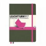 Тефтер А5 Leuchtturm1917 BiColore Edition Army-NewPink, твърди корици, бели страници