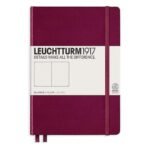 Тефтер А5 Leuchtturm1917 Notebook Medium Port Red, твърди корици, бели страници