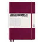 Тефтер А5 Leuchtturm1917 Notebook Medium Port Red, твърди корици, на точки