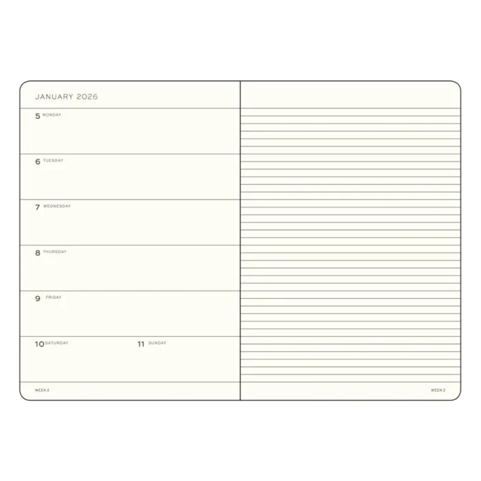 Тефтер А5 Leuchtturm1917 Weekly Planner & Notebook 2026, Navy - Image 2