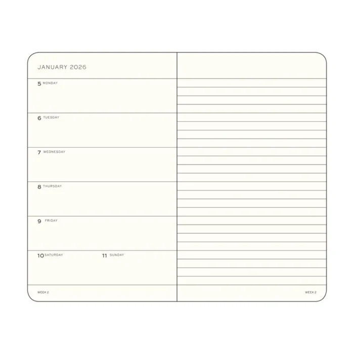 Тефтер A6 Leuchtturm1917 Weekly Planner & Notebook Pocket 2026, Black - Image 2