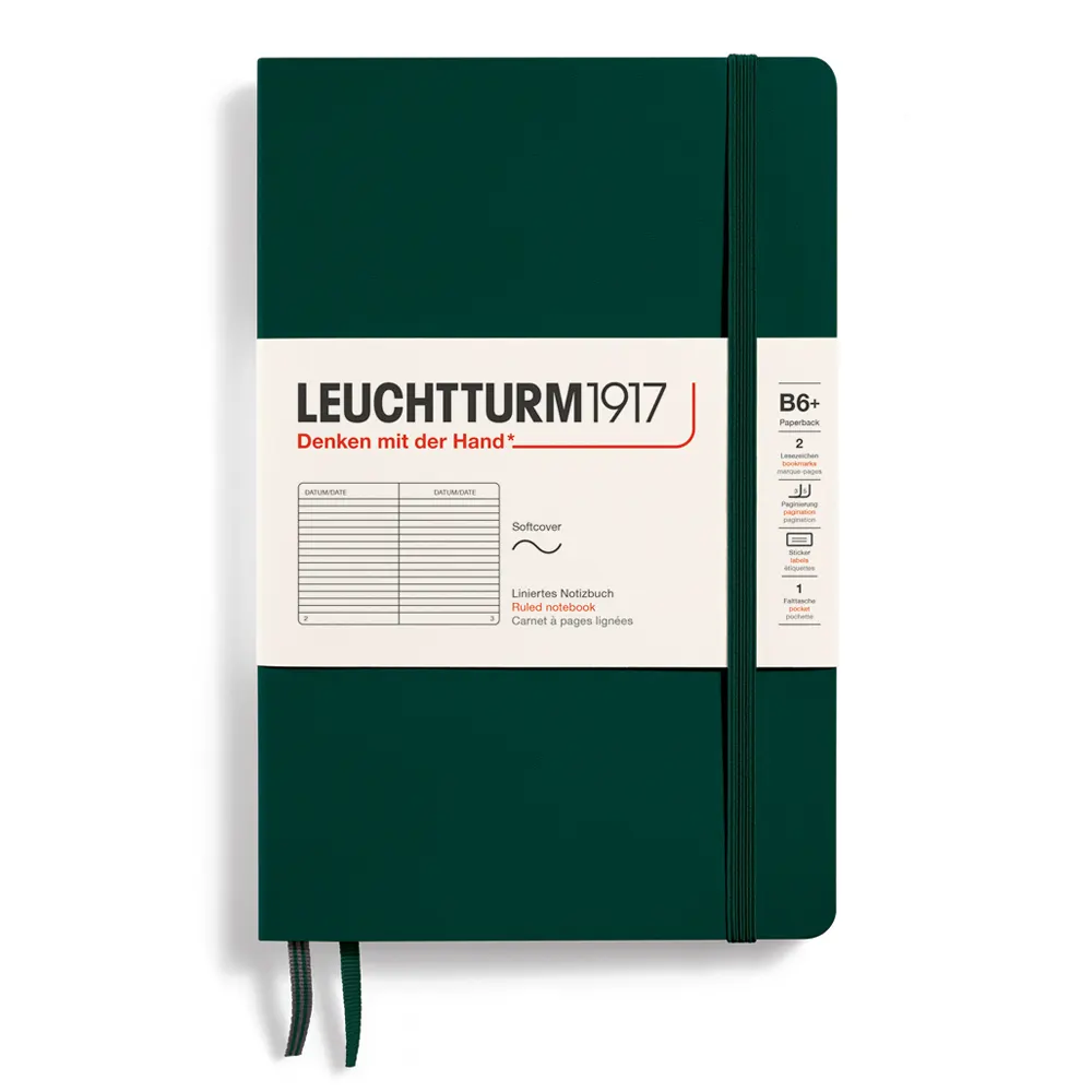 tefter-b6-leuchtturm1917-notebook-paperback-forest-green-meki-korici-na-redove-678f7bcbc780b Тефтер B6+ Leuchtturm1917 Notebook Paperback Forest Green, меки корици, на редове - Image 1