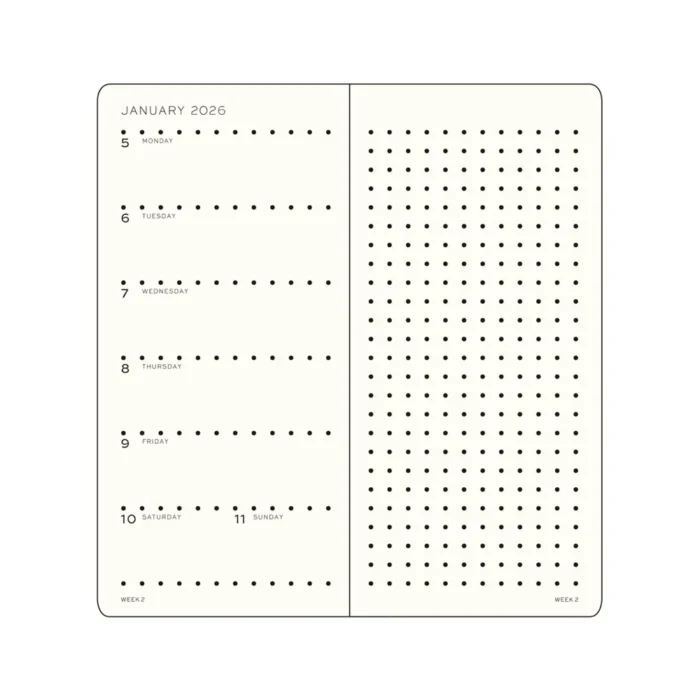 Тефтер B6+ x A6 Leuchtturm1917 Weekly Planner & Notebook Dotted Wallet 2026, Rising Sun - Image 2
