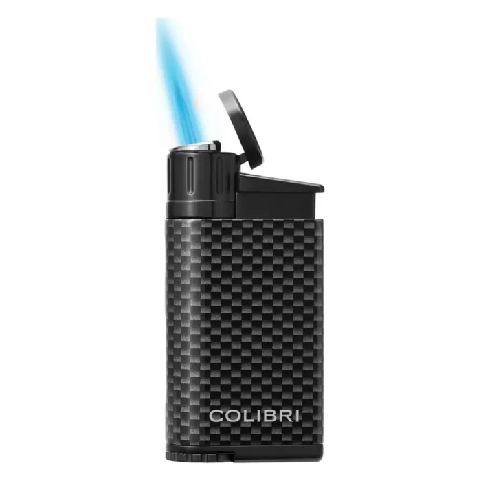Запалка Colibri - Evo, единичен Jet пламък, черна, карбонова текстура - Image 2