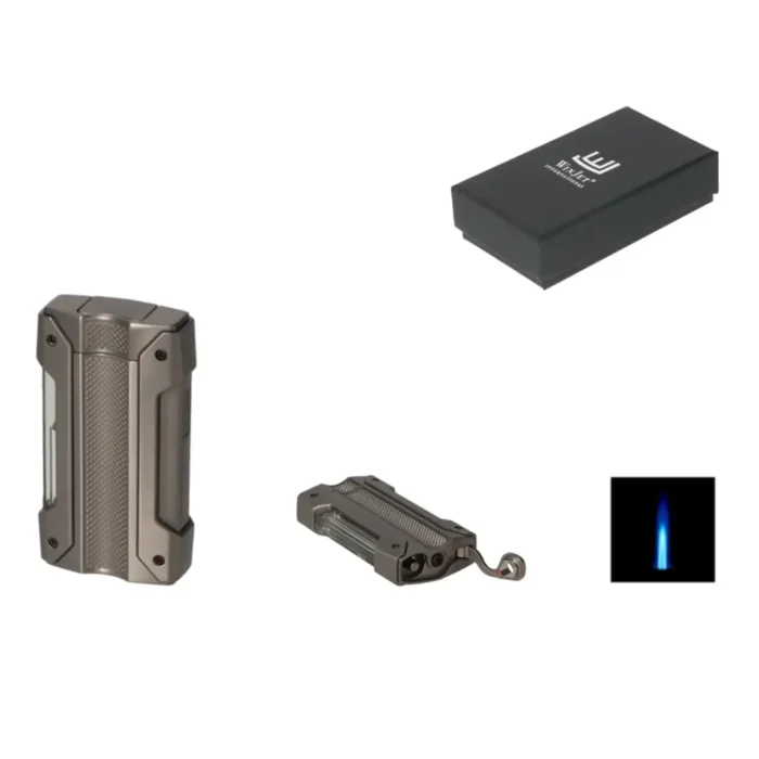 Запалка WinJet - Dark Gun Metal, с вградени пънч и поставка за пури - Image 3