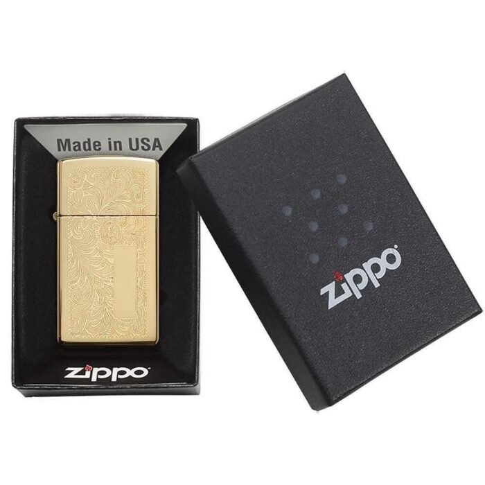 Запалка Zippo 1652B  Venetian Polished Brass, Slim - Image 4