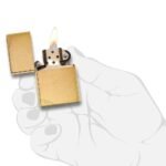 Запалка Zippo 240 - Brushed Brass Vintage with Slashes - Image 4