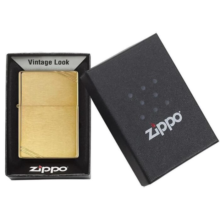 Запалка Zippo 240 - Brushed Brass Vintage with Slashes - Image 3