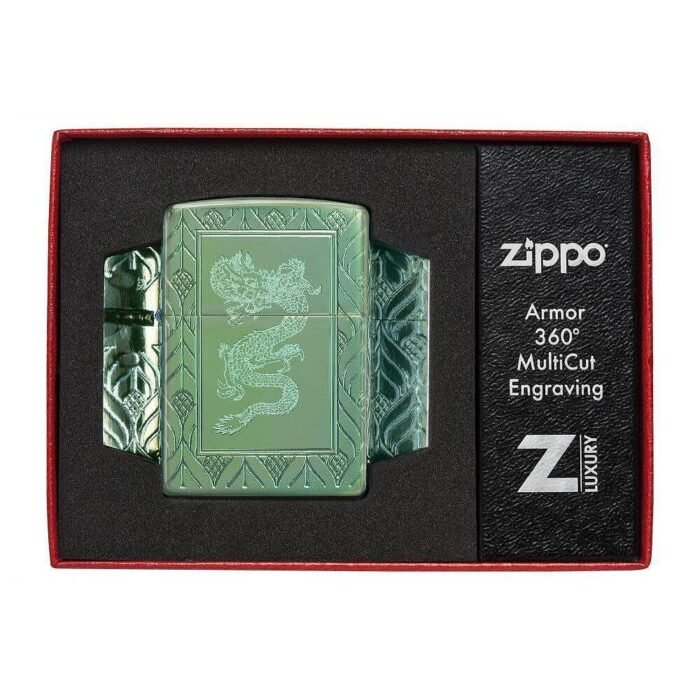Запалка Zippo - Armor® High Polish Green Elegant Dragon - Image 8