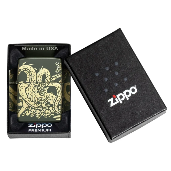 Запалка Zippo - Dragon Design Green Matte Laser 360° - Image 8