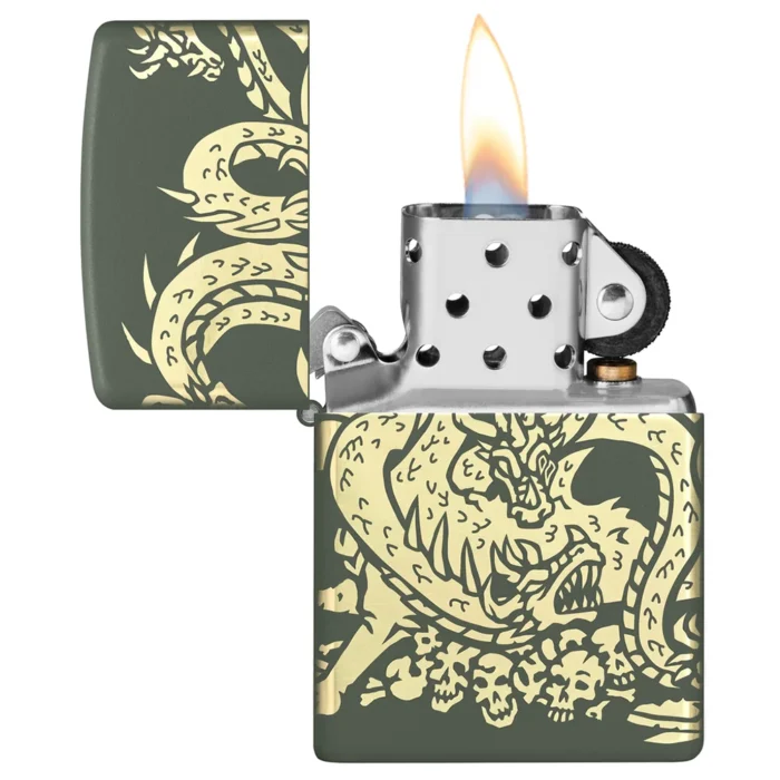 Запалка Zippo - Dragon Design Green Matte Laser 360° - Image 3