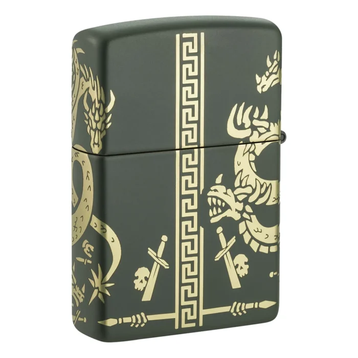 Запалка Zippo - Dragon Design Green Matte Laser 360° - Image 2