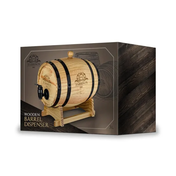 Бъчва-диспенсър Mikamax - Wooden Barrel, борово дърво, 3л - Image 6