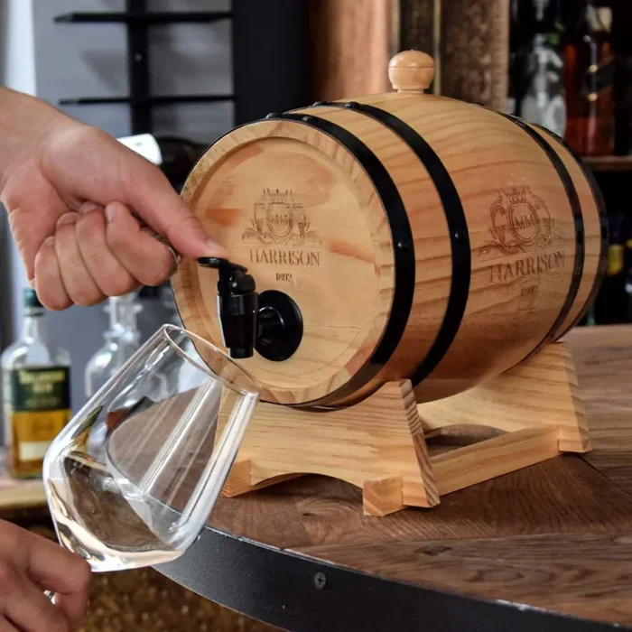 Бъчва-диспенсър Mikamax - Wooden Barrel, борово дърво, 3л - Image 4