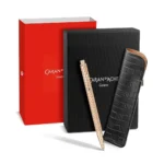 Комплект Caran D'Ache - Ecridor Damier, химикалка Rose Gold и кожен калъф