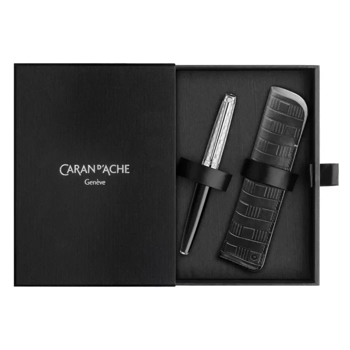 Комплект Caran D'Ache - Leman Damier, писалка и кожен калъф - Image 5