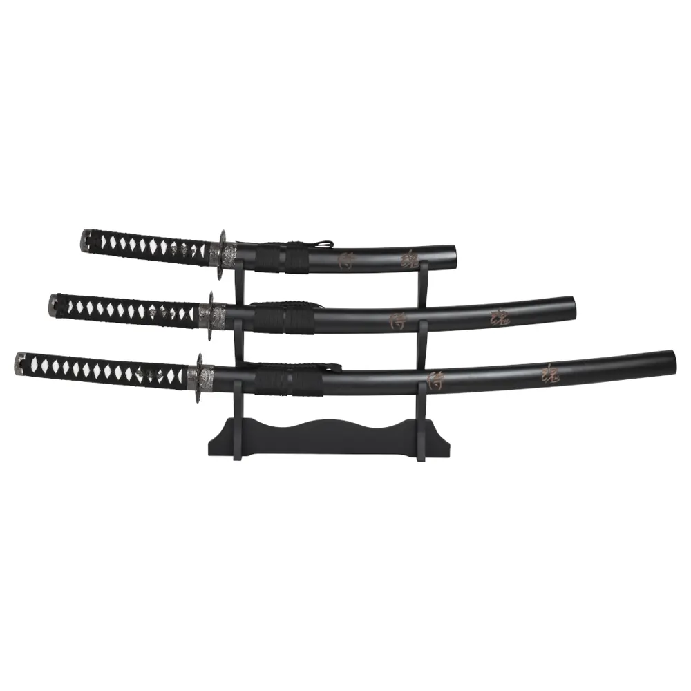 komplekt-samurajski-mecove-haller-stahlwaren-black-set-katana-tanto-i-uakizasi-67b5cf7818162 Комплект самурайски мечове Haller Stahlwaren - Black Set, катана, танто и уакизаши - Image 1
