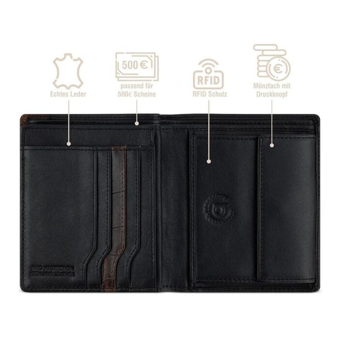 Мъжки портфейл Bugatti - Corso DeLuxe Upright, черен - Image 3