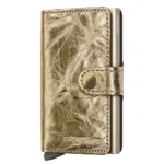 Портфейл SECRID - Mini Crunch Gold, естествена кожа, RFID защита