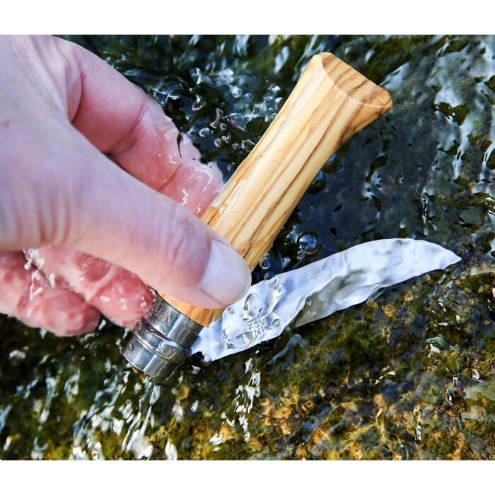 Сгъваем нож Opinel Luxe Olivier №8, острие 8.5 см + кожен калъф - Image 4