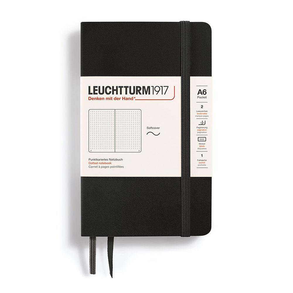 Тефтер А6 Leuchtturm1917 Notebook Black, мека корица Тефтер А6 Leuchtturm1917 Notebook Black, мека корица, страници на точки - Image 1