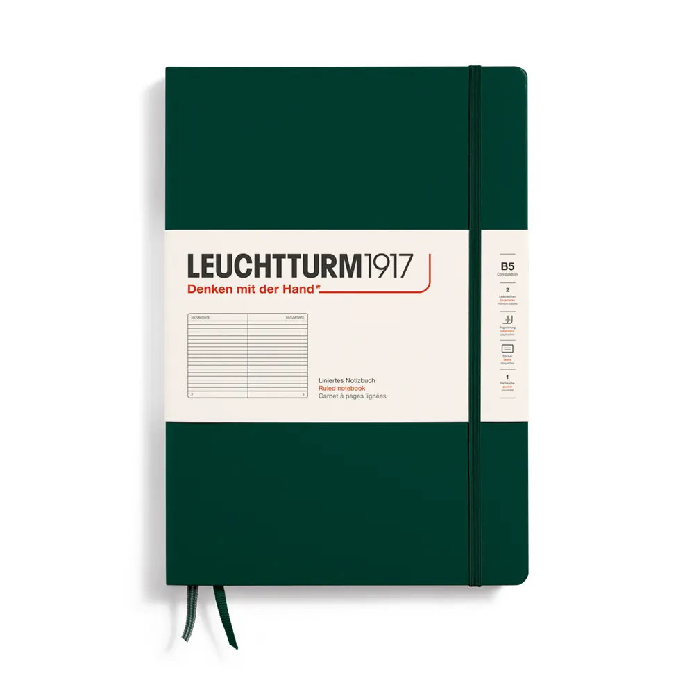 tefter-b5-leuchtturm1917-notebook-composition-forest-green-tvarda-korica-na-redove-6a634e4614e37 Тефтер B5 Leuchtturm1917 Notebook Composition Forest Green, твърда корица, на редове - Image 1
