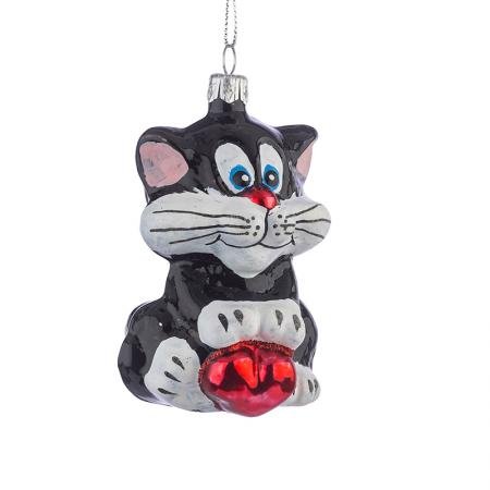 gift92-493d32313435313b Стъклена коледна играчка - Котарак - Image 1